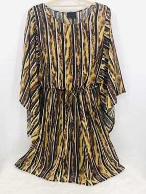 Hotel Particulier Yellow, Brown, Black Striped Animal Print Mini Dress, Italy S